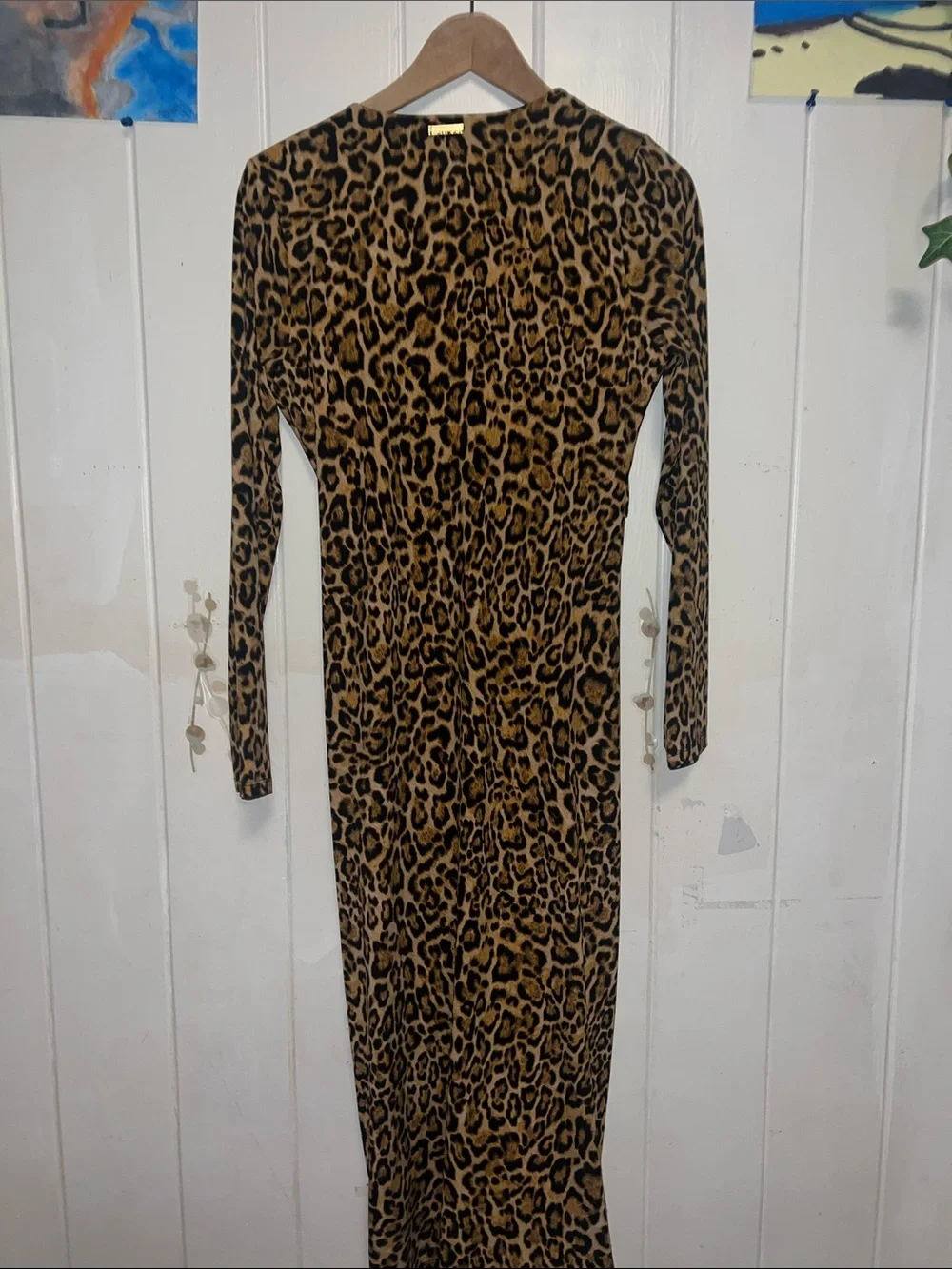 ❤️‍🔥💕 Michael kors Leopard Print V-Neck Long Sleeve Dress - Brown